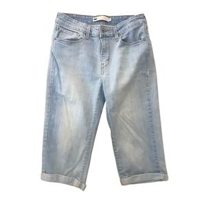 Levis Womens Cuffed Denim Light Wash Capris Size 8 - Stretch - Pockets- Casual
